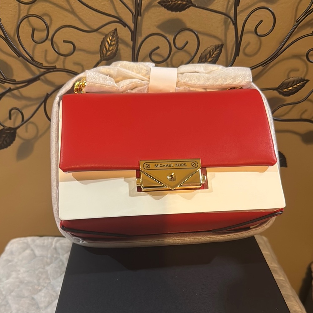 NWT Michael Kors Red and Gold Crossbody Bag - Picture 2 of 11